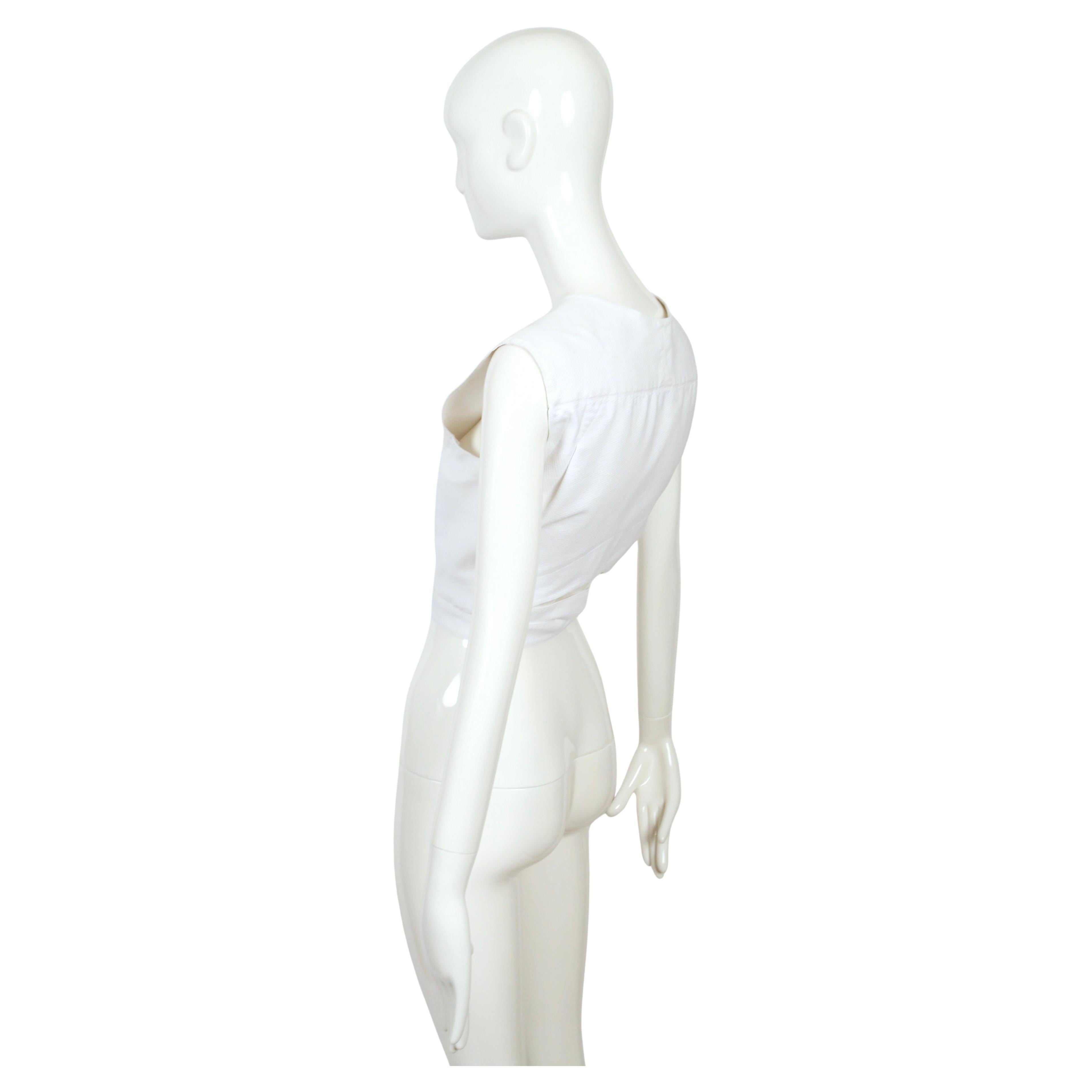 1983 AZZEDINE ALAIA weißes Baumwoll pique RUNWAY Wickeloberteil aus Baumwolle im Angebot 1