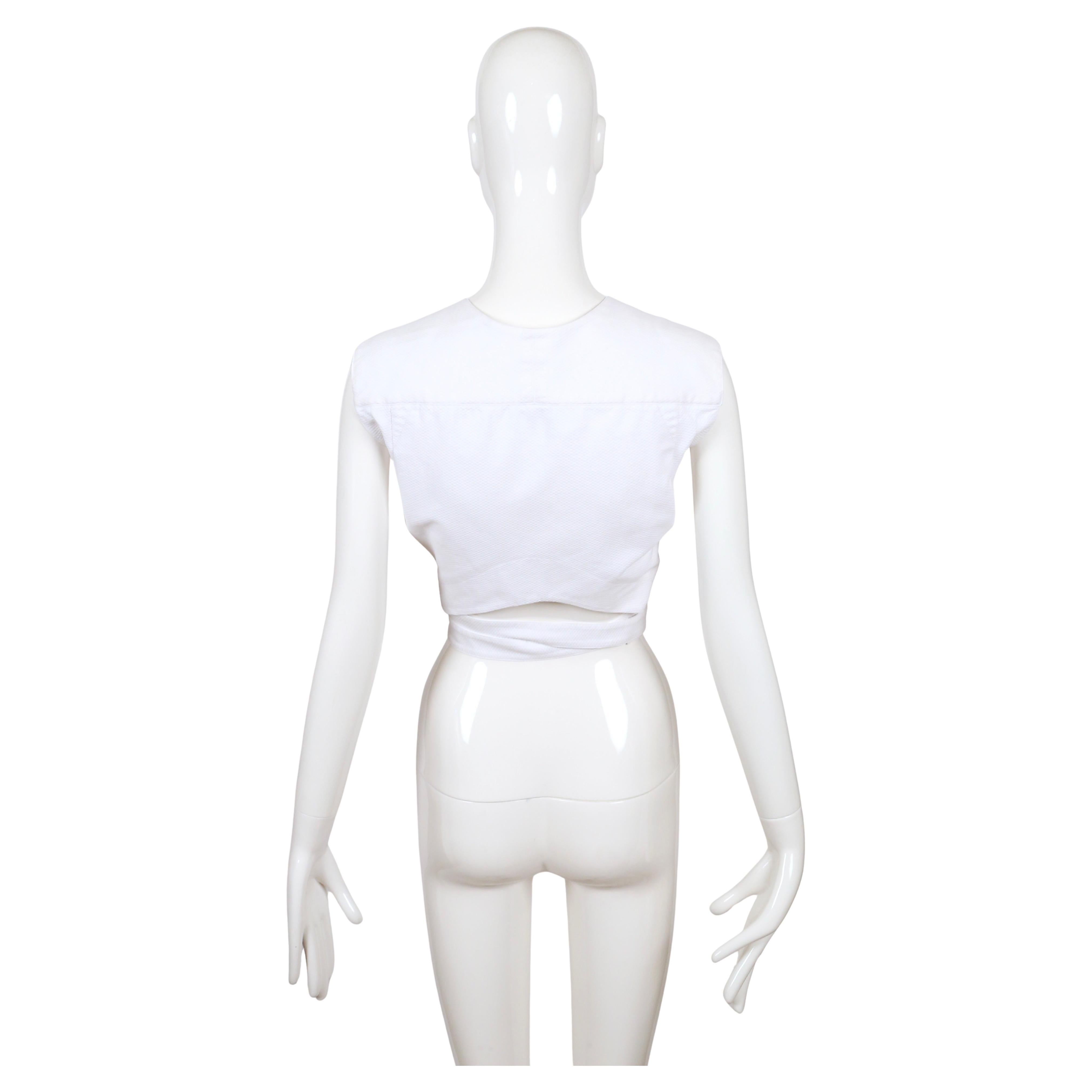 1983 AZZEDINE ALAIA weißes Baumwoll pique RUNWAY Wickeloberteil aus Baumwolle im Angebot 2