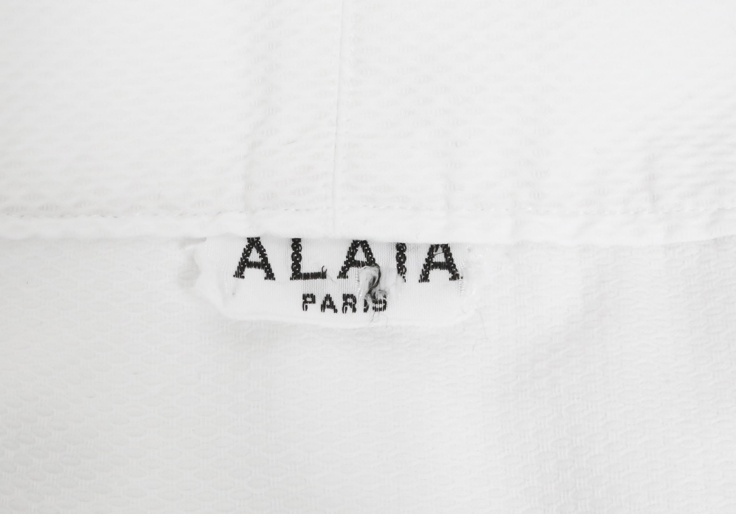 1983 AZZEDINE ALAIA weißes Baumwoll pique RUNWAY Wickeloberteil aus Baumwolle im Angebot 3