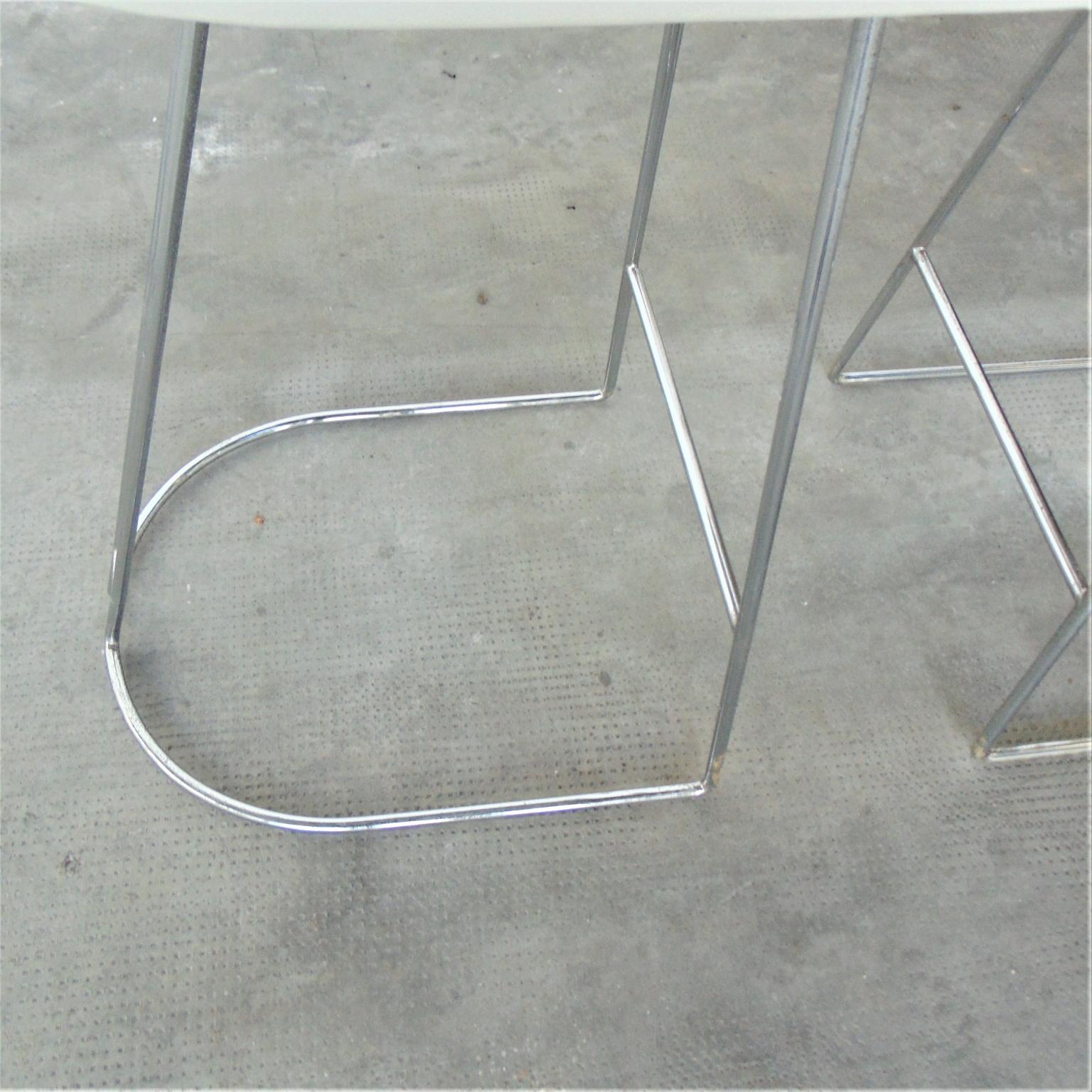 1983 Barstools Set White Leather and Chromed Steel by Sormani, Italy For Sale 1