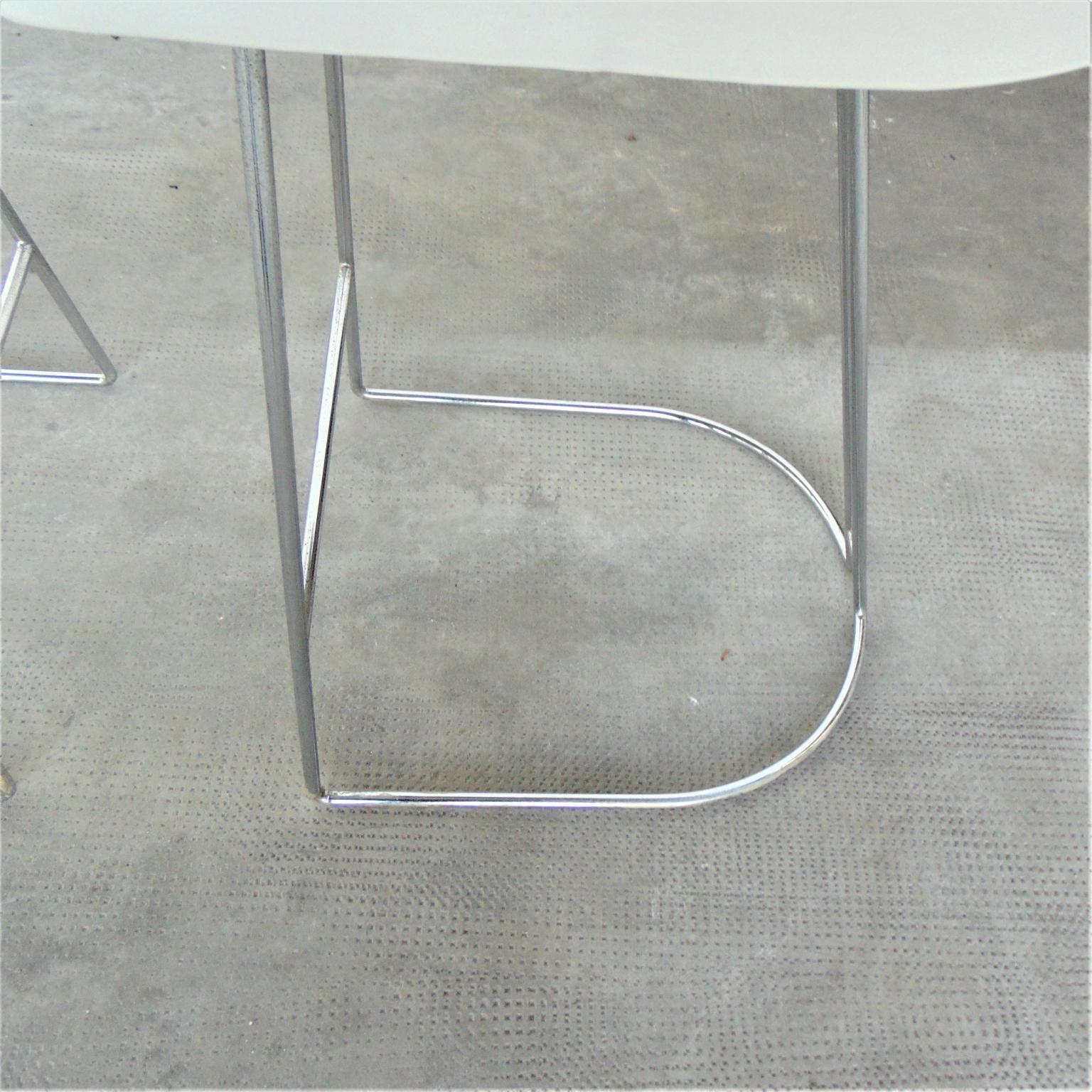 1983 Barstools Set White Leather and Chromed Steel by Sormani, Italy For Sale 2
