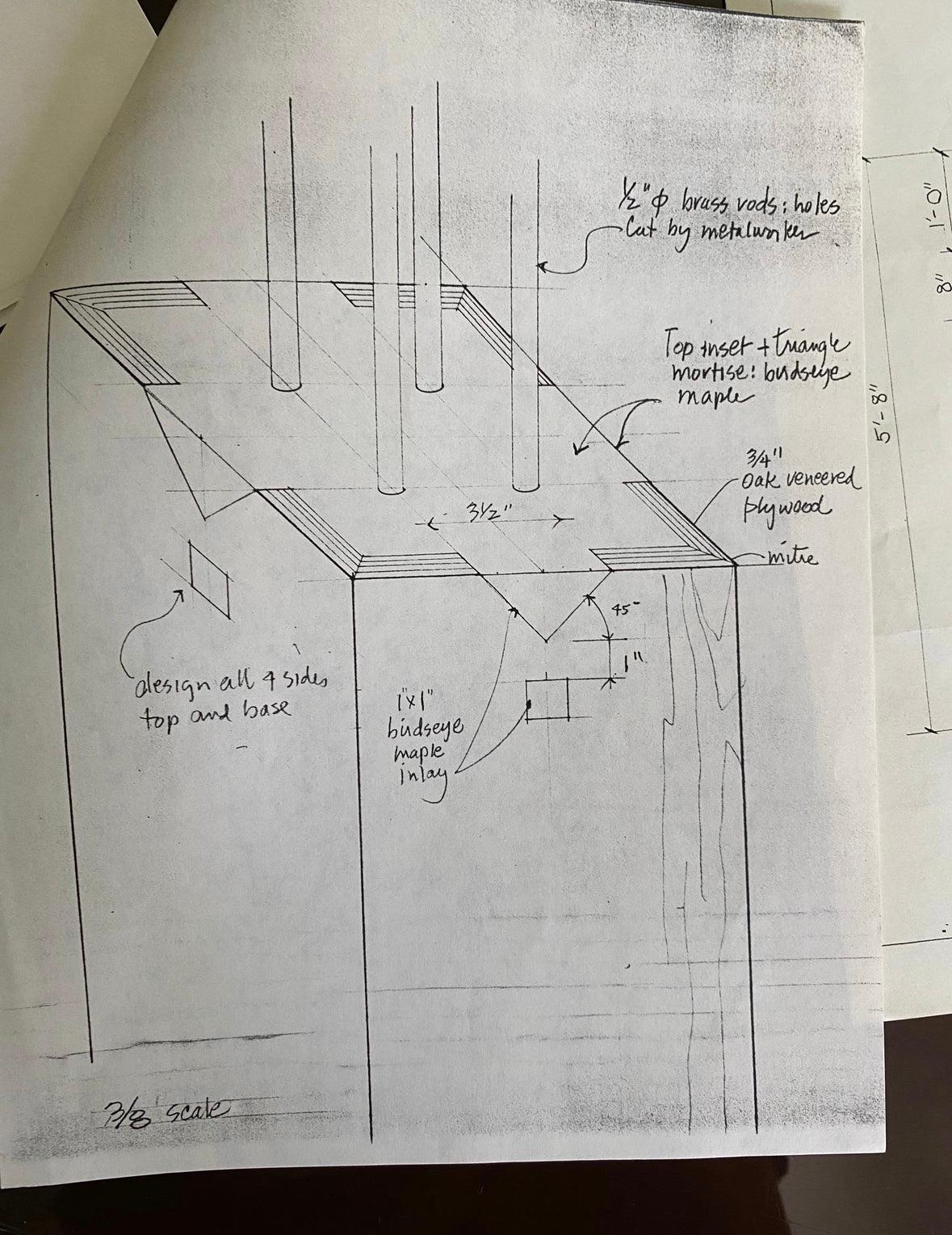 1983 bespoke modern mission floor lamp by Philadelphia architect Barbara Ruth  2