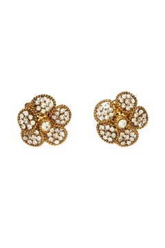chanel Haute Couture 1983 - Ensemble de boucles d'oreilles en strass et bracelet en perles
