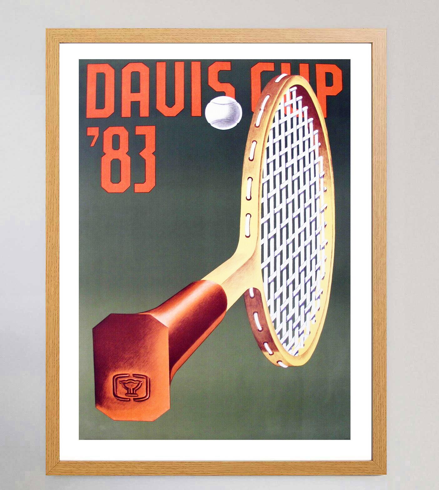 1983 Davis Cup Original Vintage Poster In Good Condition For Sale In Winchester, GB
