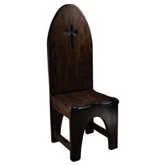1983 Dining Chair, Homage to 20th Century, Hand Carved Oak Medieval Chair