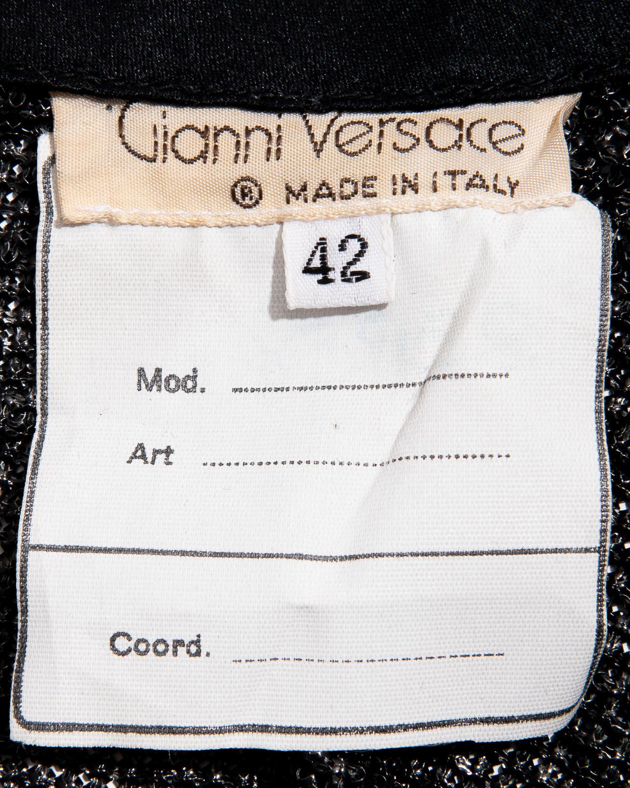 1983 Gianni Versace Gunmetal Oroton Chainmail Crystal Dress 2