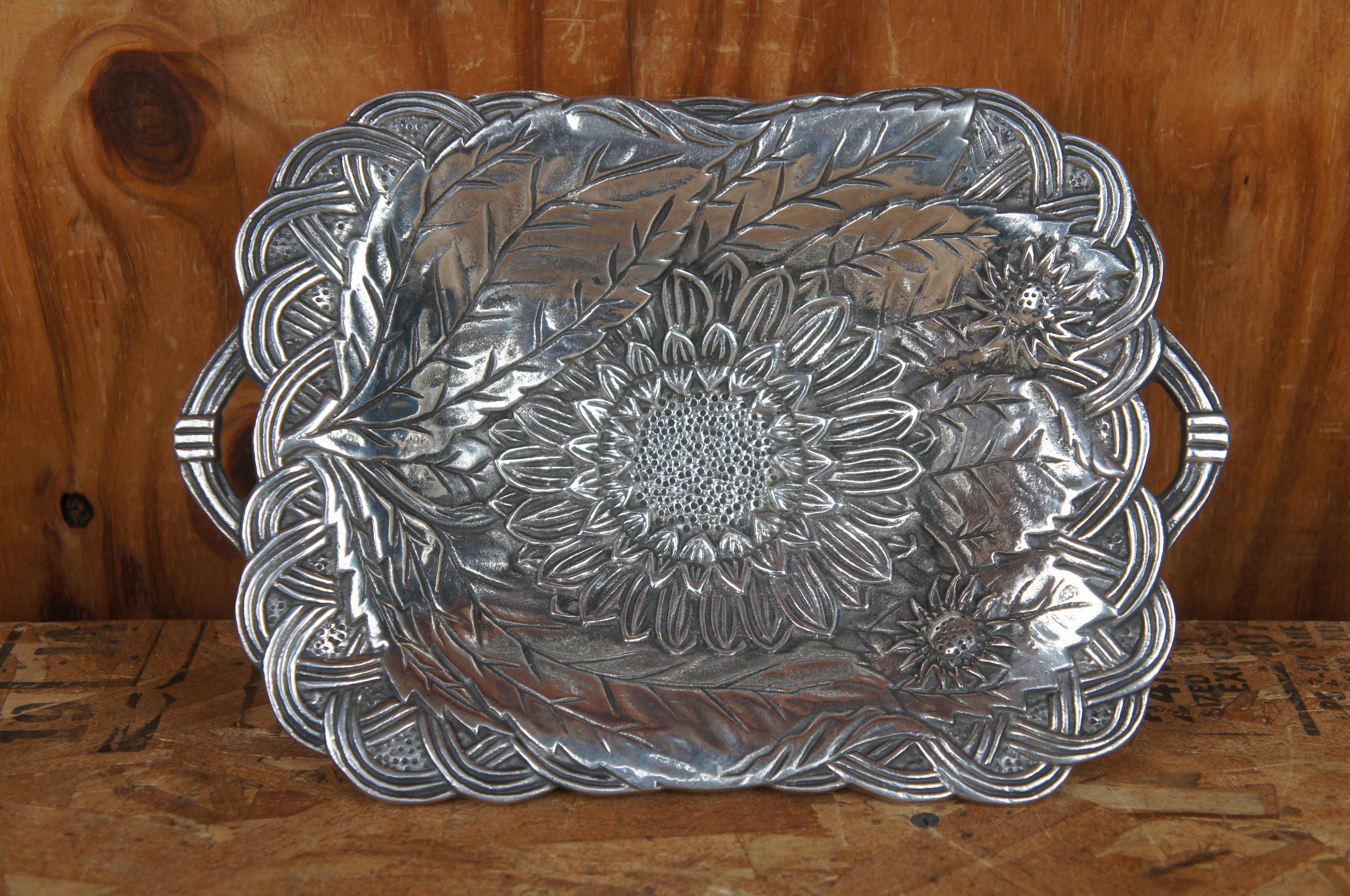 Late 20th Century 1983 Haldon Group Aluminum Footed Sunflower Basket Pedestal Compote For Sale