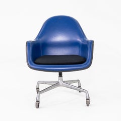 1983 Herman Miller Eames EC175 Fiberglass Desk Chair in Blue Naugahyde & Canvas