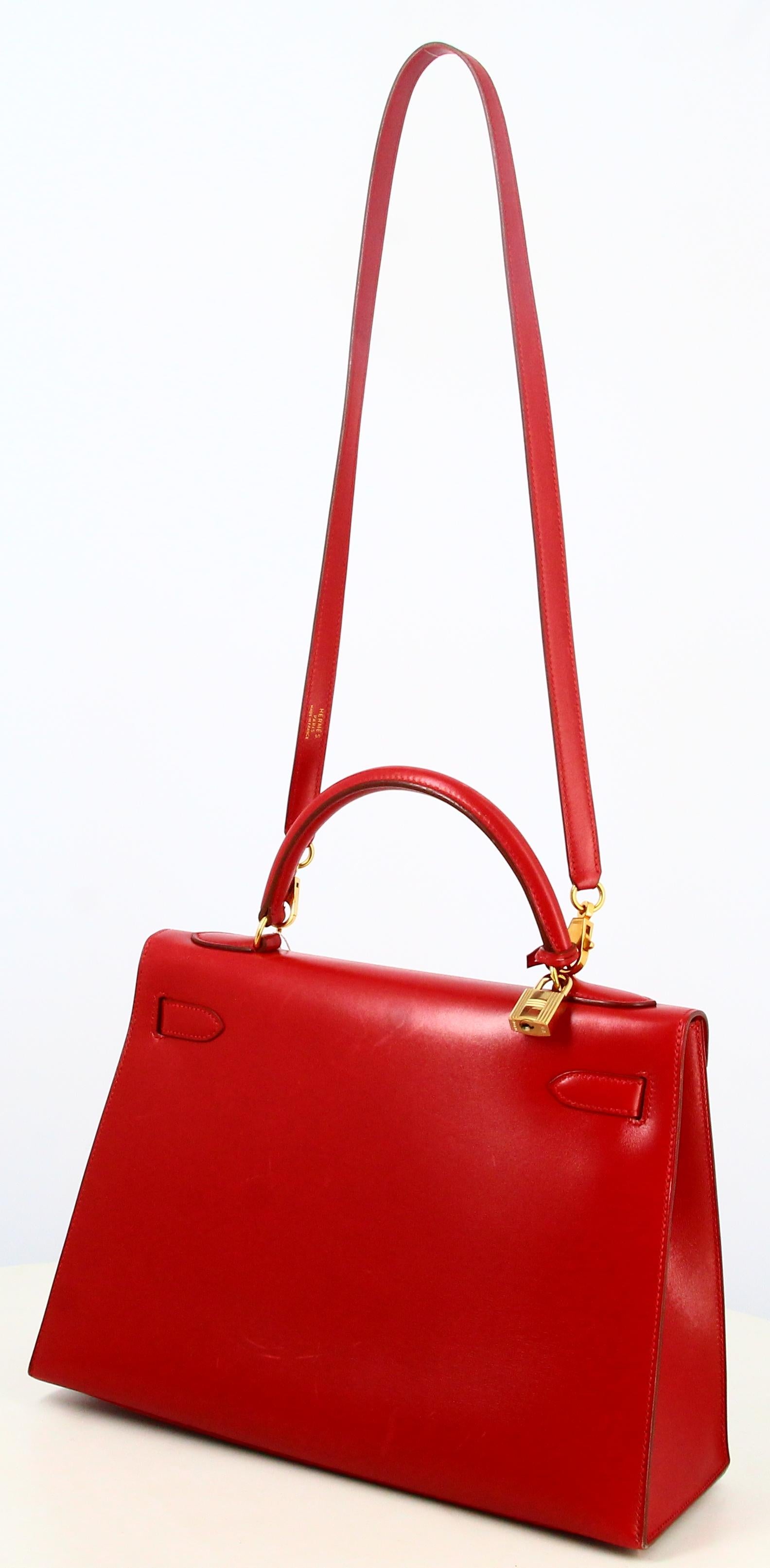 1983 Hermes Kelly Handbag Red Leather  For Sale 1