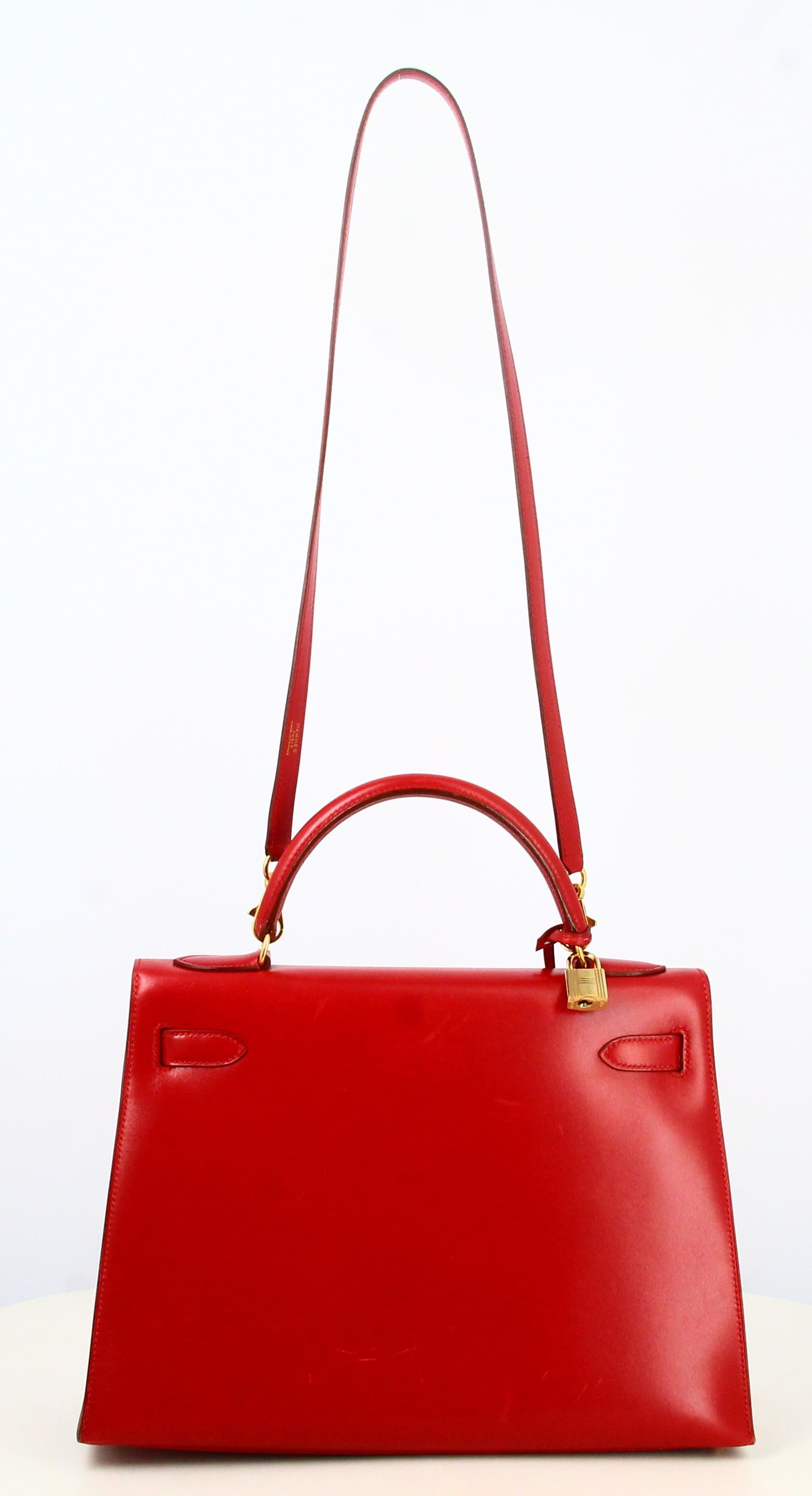1983 Hermes Kelly Handbag Red Leather  For Sale 2