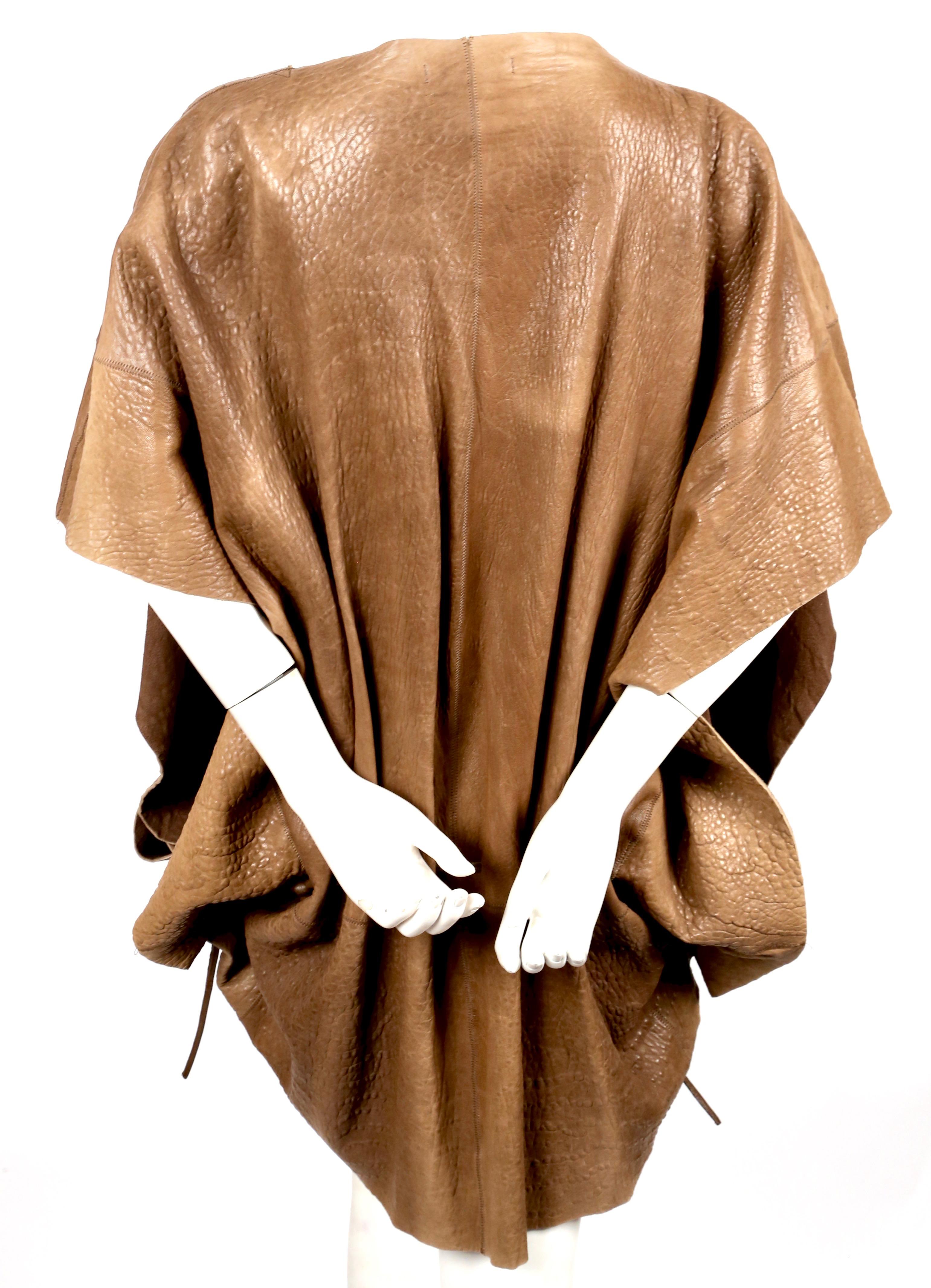 Brown 1983 ISSEY MIYAKE leather poncho runway coat