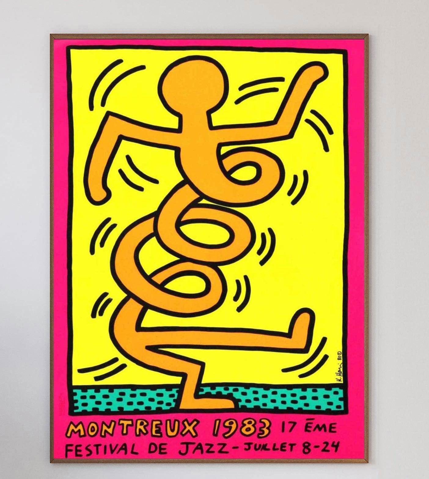 Suisse Ensemble de trois affiches vintage d'origine du festival de jazz de Montreux de Keith Haring, 1983 en vente