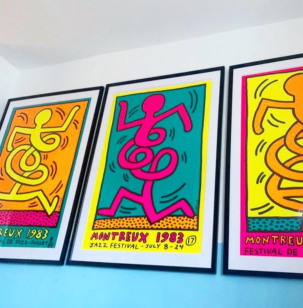 Fin du 20e siècle Ensemble de trois affiches vintage d'origine du festival de jazz de Montreux de Keith Haring, 1983 en vente