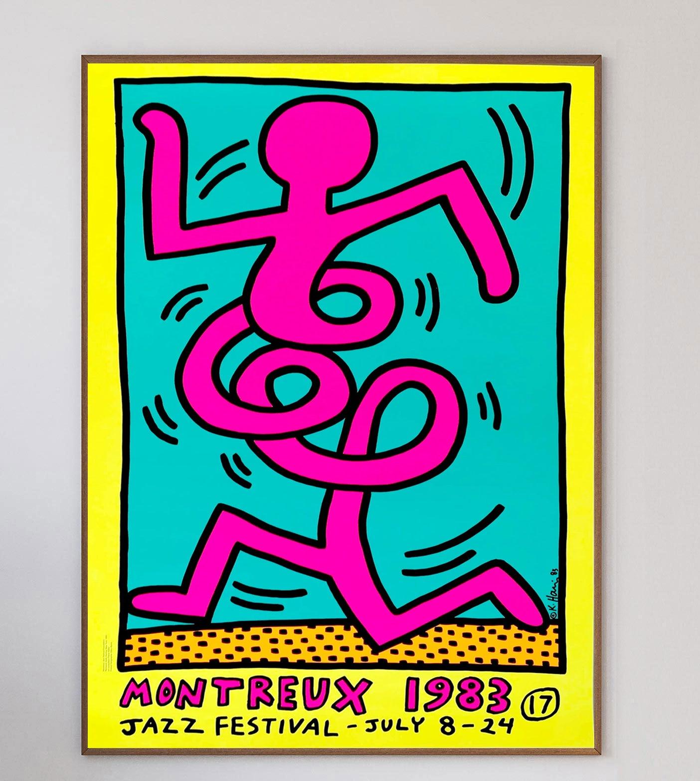 En 1983, Keith Haring a été invité à créer une affiche pour l'emblématique festival de jazz de Montreux. Il a alors soumis trois dessins qui ont été immédiatement acceptés. Haring s'est rendu à Montreux pour l'événement et a passé tout son temps à