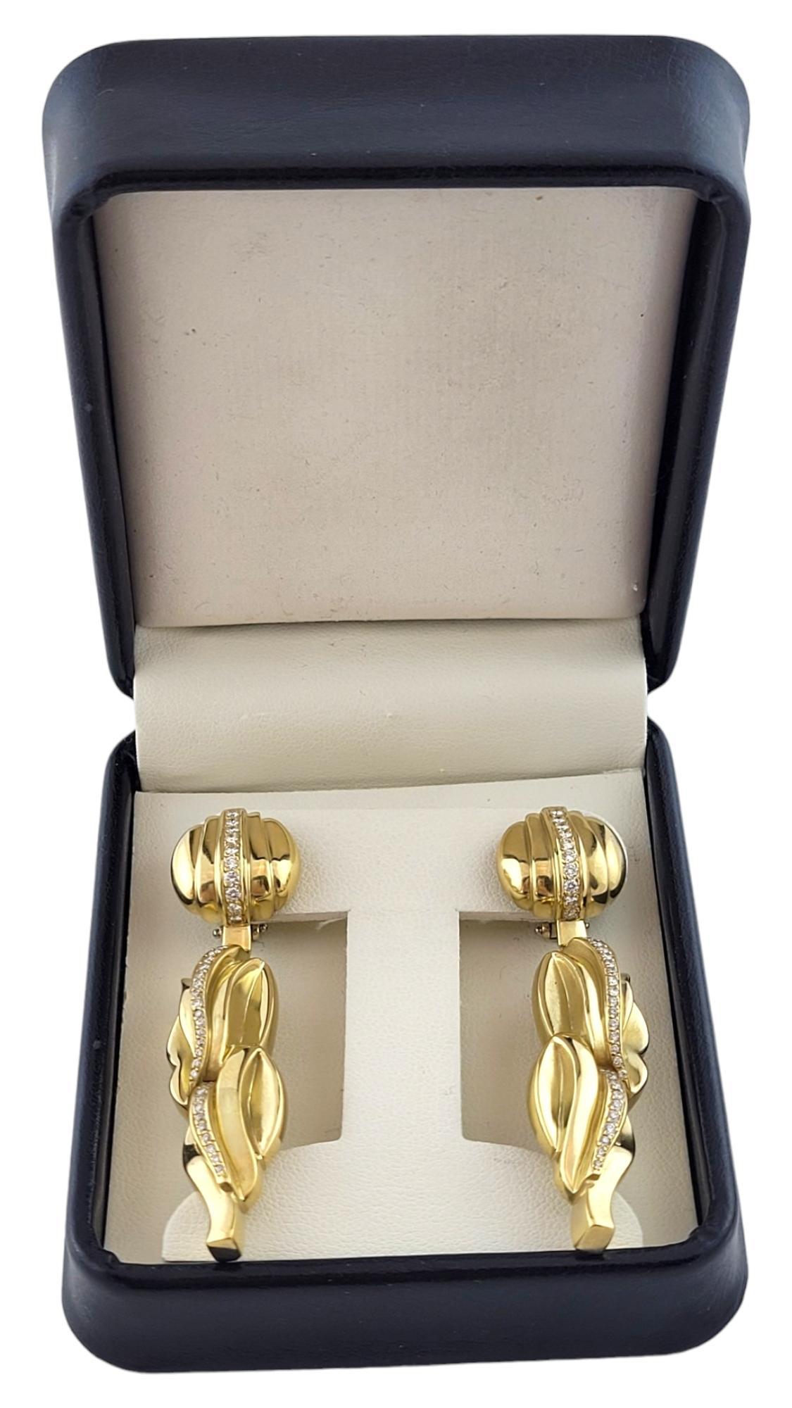 1983 Kieselstein-Cord 18K Yellow Gold Diamond Dangle Clip On Earrings #16956 For Sale 1