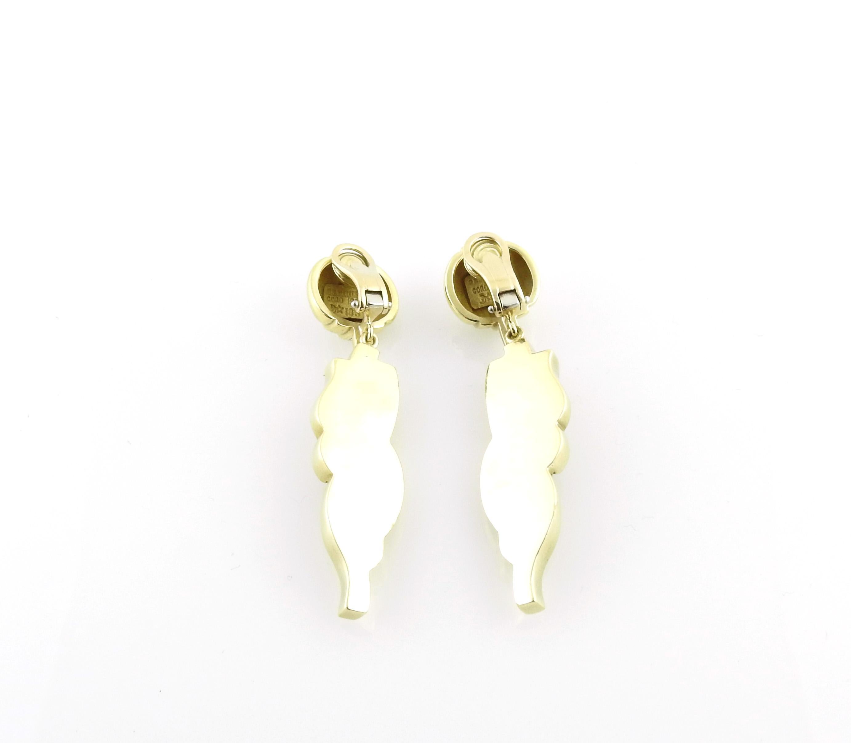 Women's 1983 Kieselstein-Cord 18K Yellow Gold Diamond Dangle Clip on Earrings