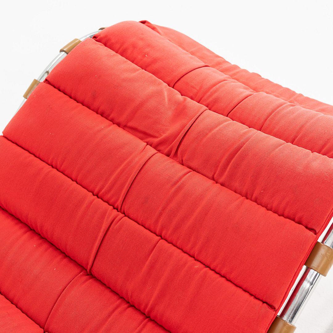 1983 Mies van der Rohe for Knoll MR Chaise longue sans accoudoirs en tissu rouge en vente 3