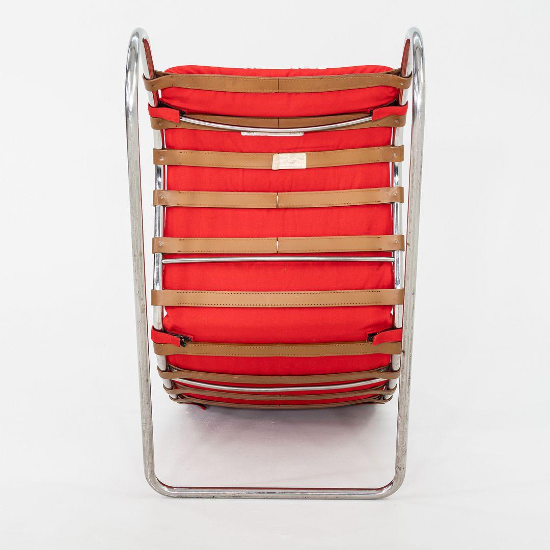 Fin du 20e siècle 1983 Mies van der Rohe for Knoll MR Chaise longue sans accoudoirs en tissu rouge en vente