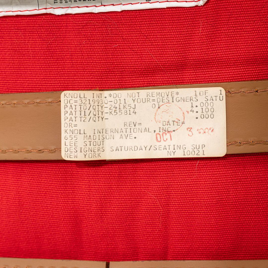1983 Mies van der Rohe for Knoll MR Chaise longue sans accoudoirs en tissu rouge en vente 1