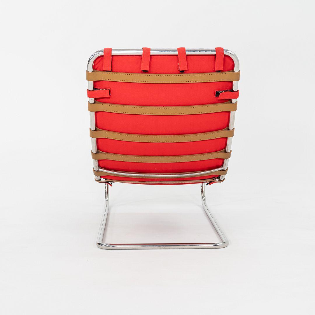 1983 Mies van der Rohe for Knoll MR Chaise longue sans accoudoirs en tissu rouge en vente 2