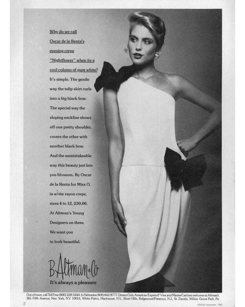 1983 Oscar de la Renta Weißes asymmetrisches Above-Knee-Kleid mit Schleifen, weiß im Angebot 2
