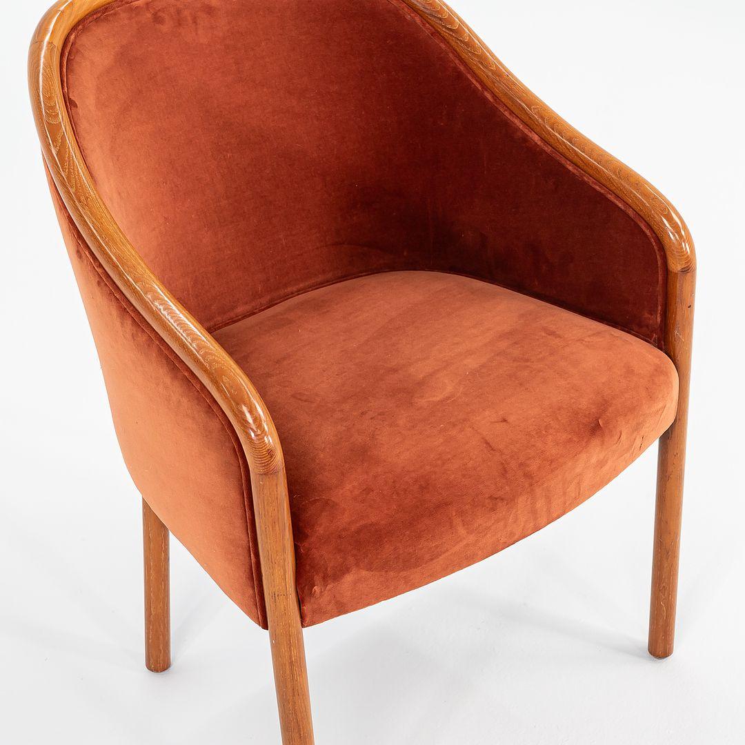 This is a pair of Bankers Armchairs, initially designed by Ward Bennett for Brickel Associates in 1965. The listed price includes the pair as shown. The chairs feature solid oak hardwood frames that have been oiled and lacquered, and retain their