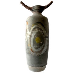 Lyle Perkins Earthenware Raku Fired Sculptural Horned Form