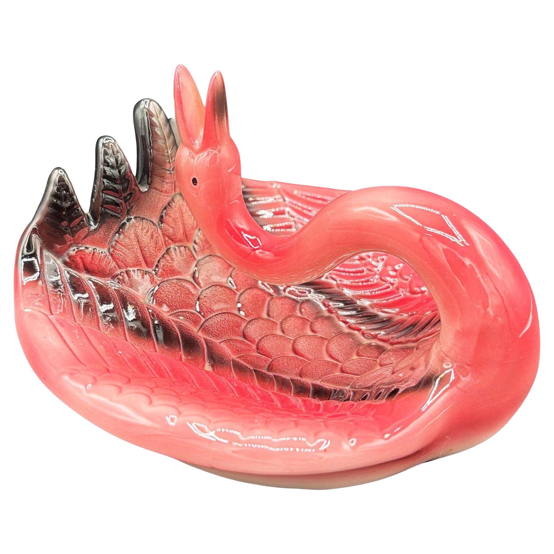 1983 Cendrier en céramique Flamant rose avec support par Sarsaparilla en vente