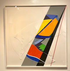 1983 Postmodern 2 Piece Triptych Framed Mix Media by Nancy Kay Signed & Dated