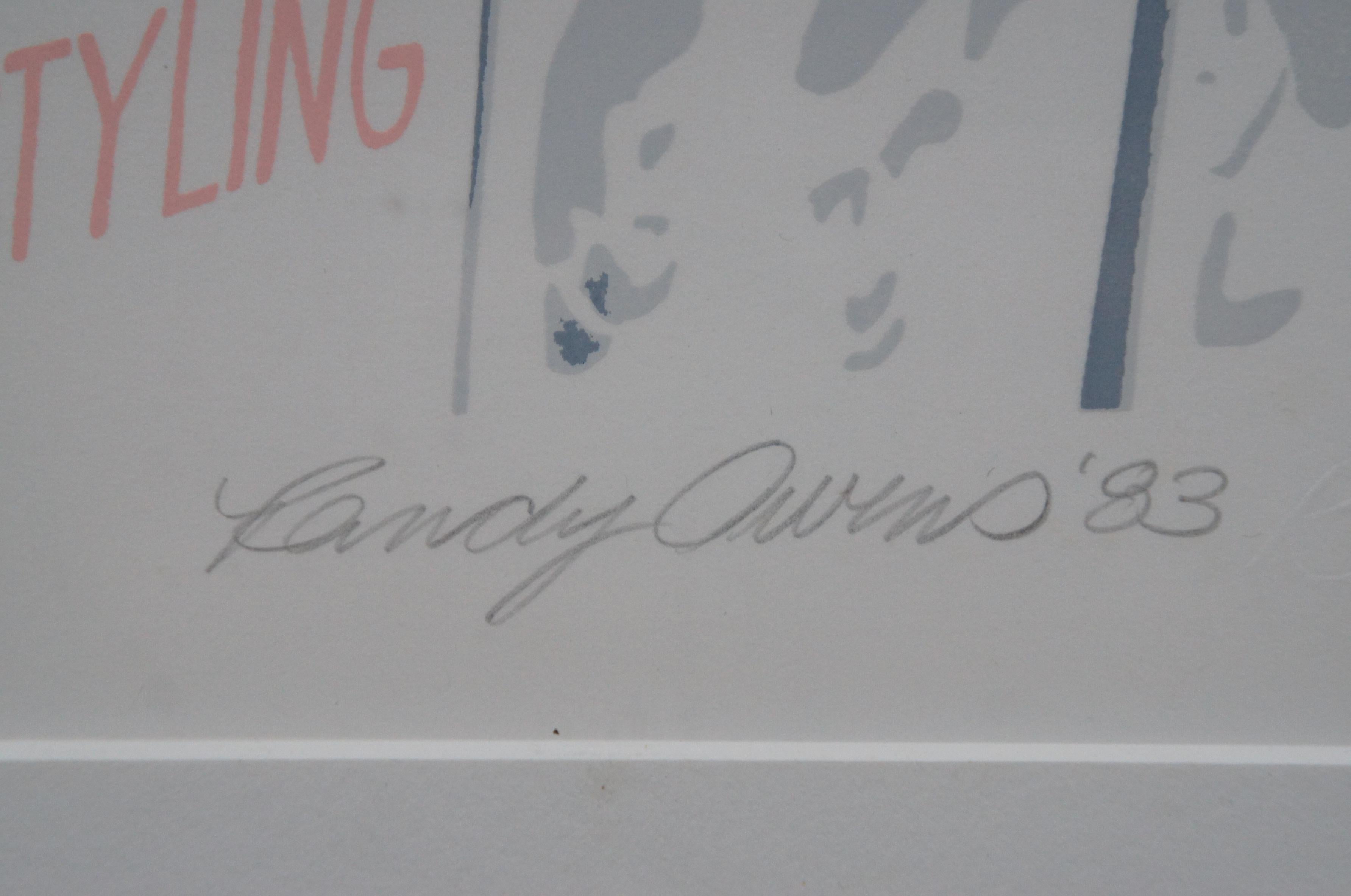 Paper 1983 Randy Owens Pencil Signed Subway Barber Serigraph Print