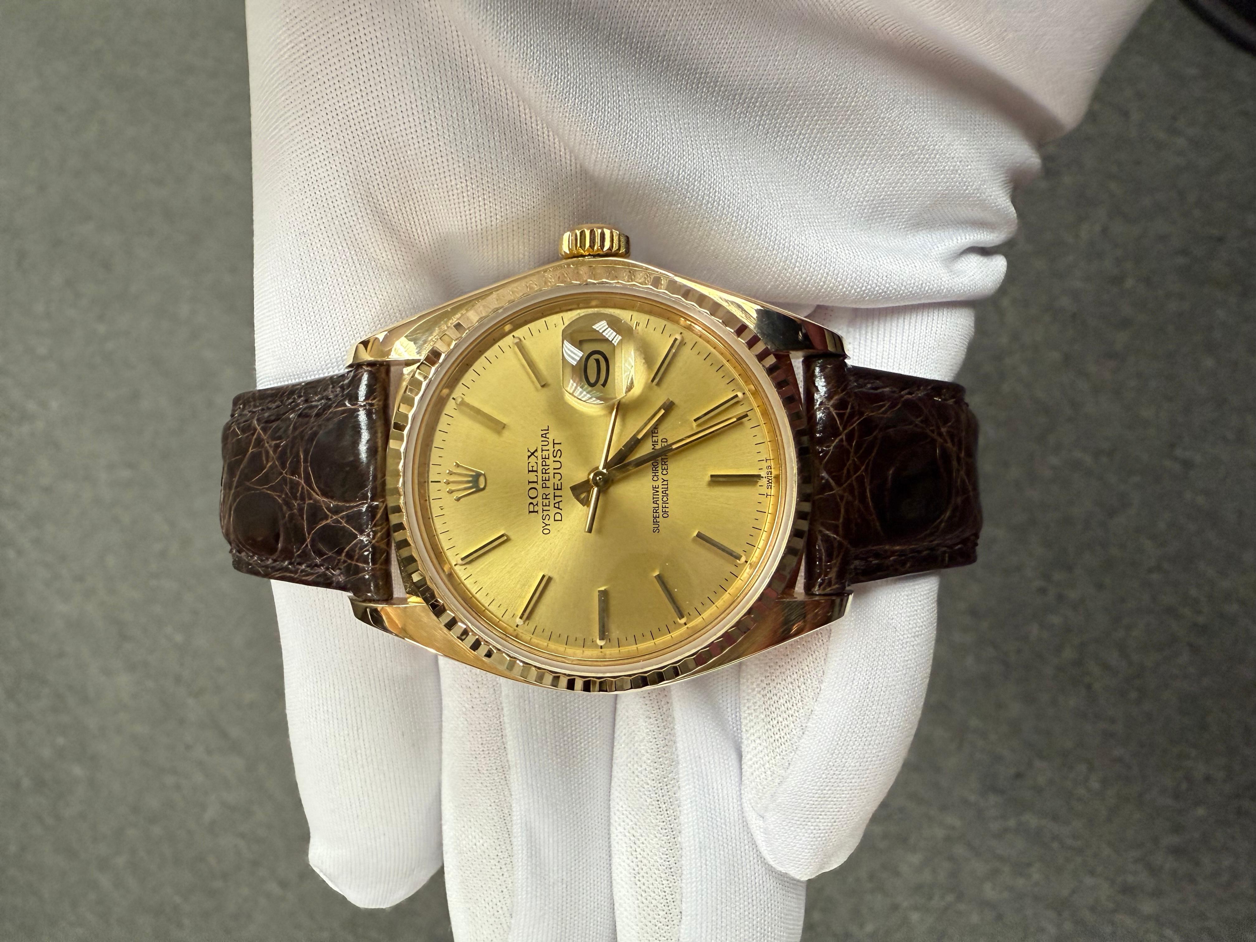 1983 Orologio da polso Rolex Datejust 36 mm in oro giallo 18 carati in vendita 9