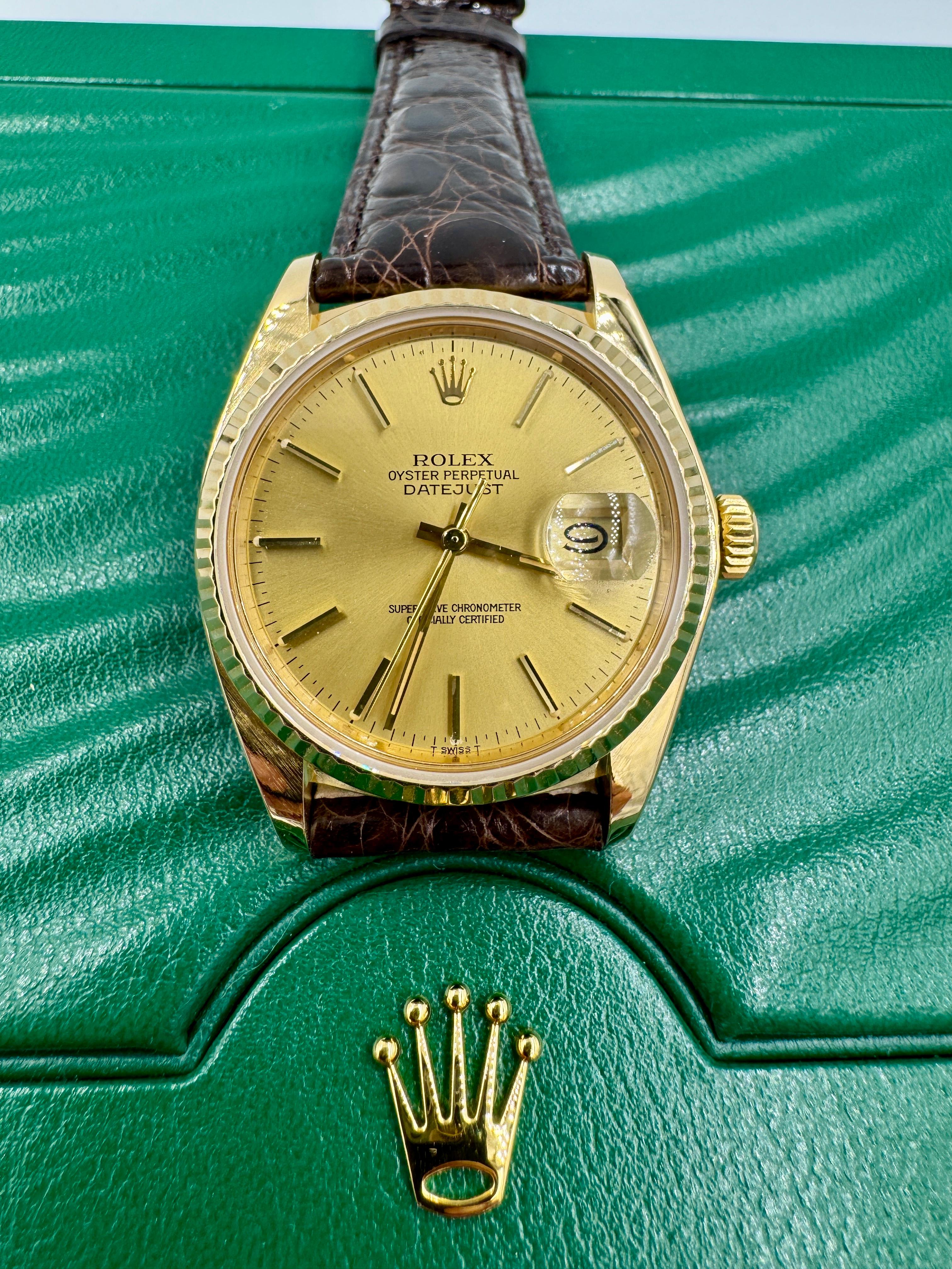 1983 Orologio da polso Rolex Datejust 36 mm in oro giallo 18 carati In condizioni buone in vendita a Los Angeles, CA