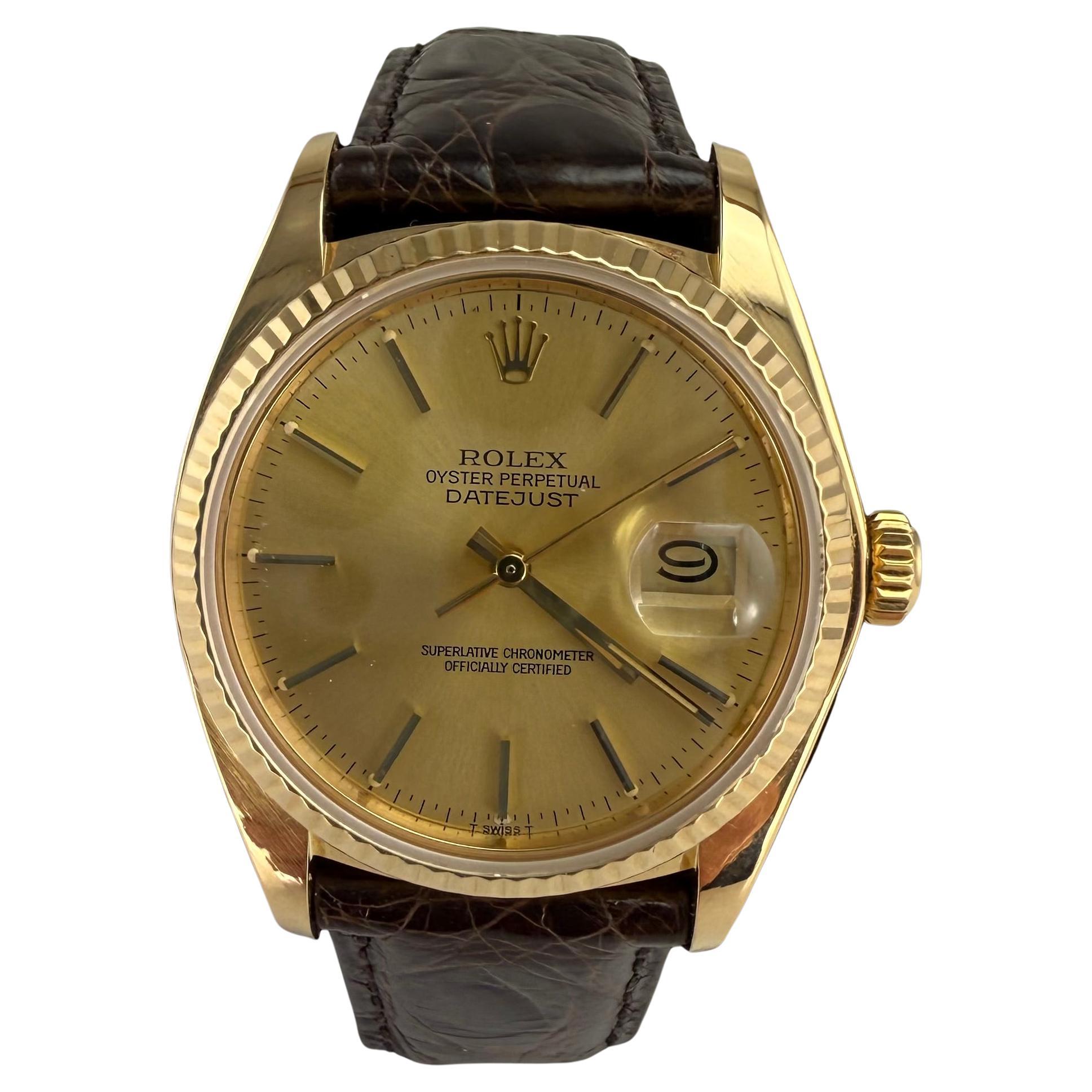 1983 Rolex Datejust 36 mm Reloj de pulsera de oro amarillo de 18 quilates