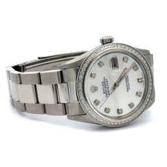 1983 Rolex Datejust 36mm MOP Dial Diamond Bezel Oyster Bracelet Watch Ref. 16014