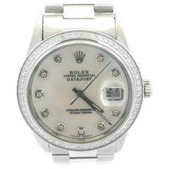 1983 Rolex Datejust 36mm MOP Dial Diamond Bezel Oyster Bracelet Watch Ref. 16014