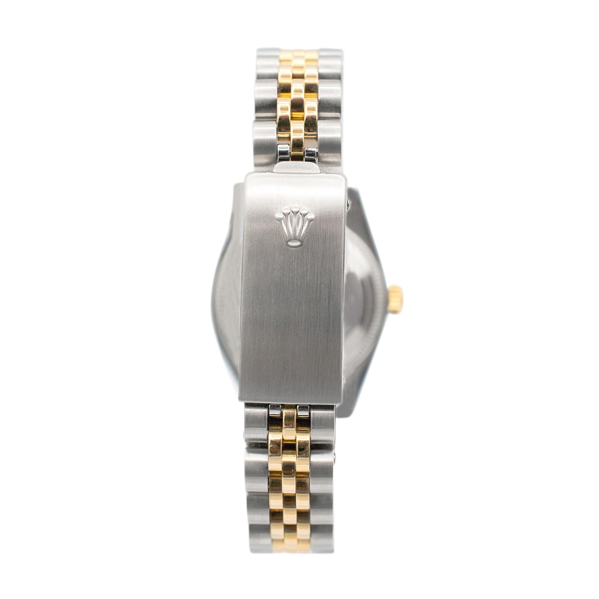 1983 Rolex Ladies Datejust 26MM 6917 Diamond Dial Bezel Jubilee Gold Steel Watch In Excellent Condition In Houston, TX