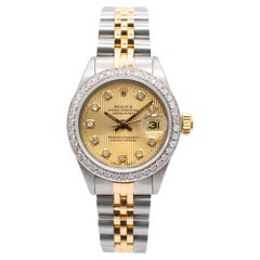 1983 Rolex Ladies Datejust 26MM 6917 Diamond Dial Bezel Jubilee Gold Steel Watch