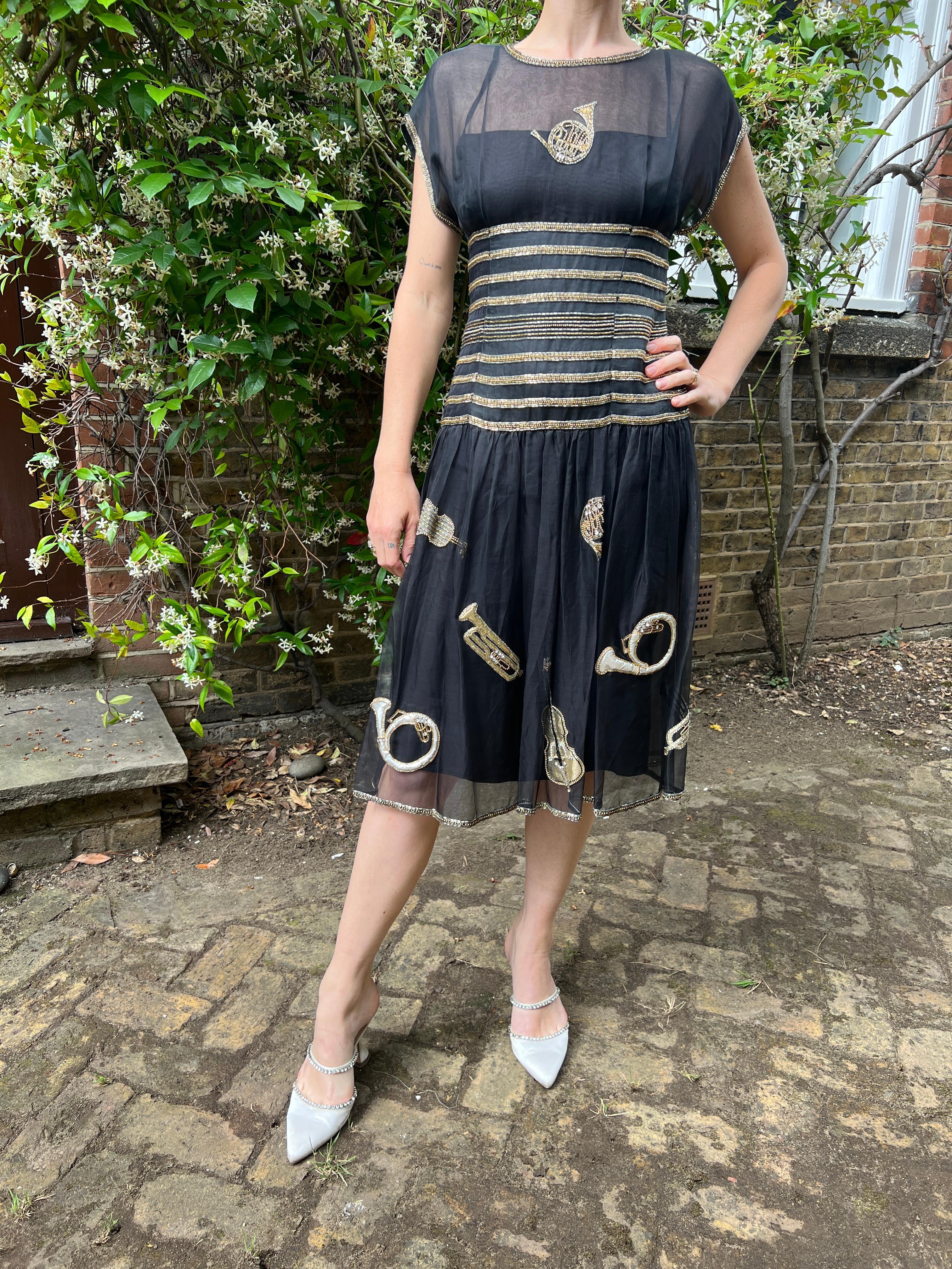 1983 Runway Chloe Novelty Musical Instrument Dress 3