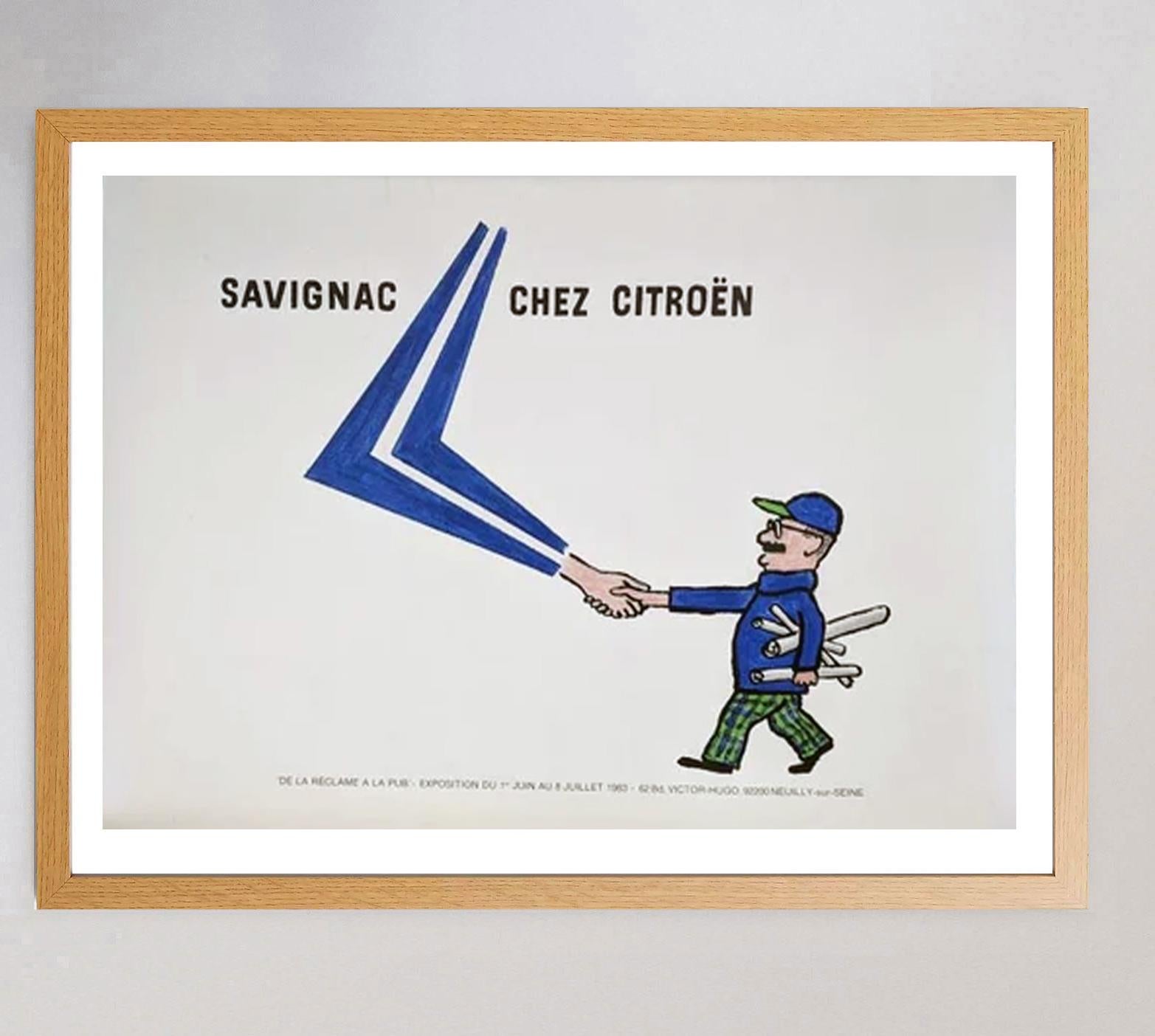 French 1983 Savignac Chez Citroen Original Vintage Poster For Sale