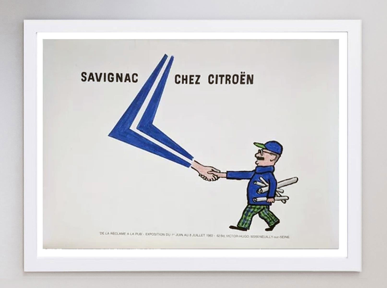 Affiche vintage originale de Savignac Chez Citroen, 1983 Bon état - En vente à Winchester, GB