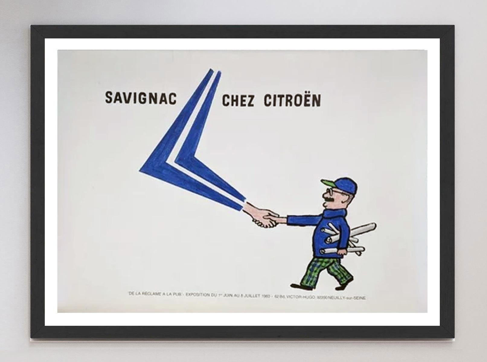 Late 20th Century 1983 Savignac Chez Citroen Original Vintage Poster For Sale