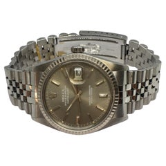 Vintage 1983 Stainless Steel Datejust 16014 Factory Gray Mens Watch 36MM 8 Inch