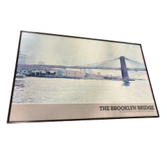 1983 "The Brooklyn Bridge" Watercolor Lithograph Poster by David Lingwood Framed