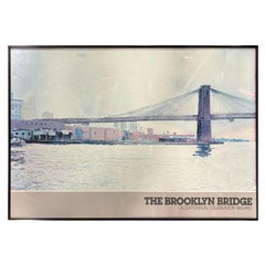 1983 "Il ponte di Brooklyn" Poster litografico acquerellato di David Lingwood con cornice