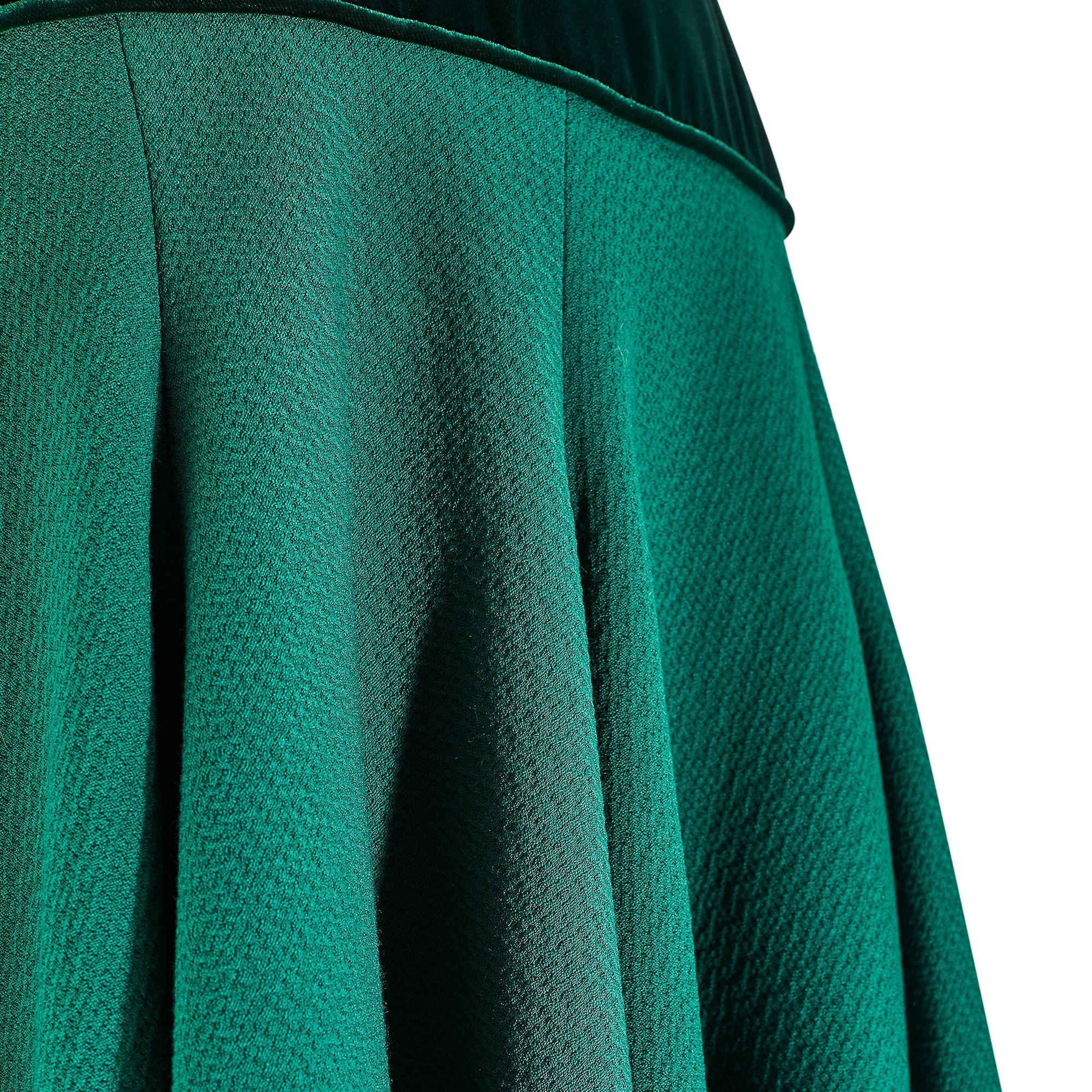 1983 Valentino Haute Couture Robe en velours et laine vert émeraude Excellent état - En vente à London, GB