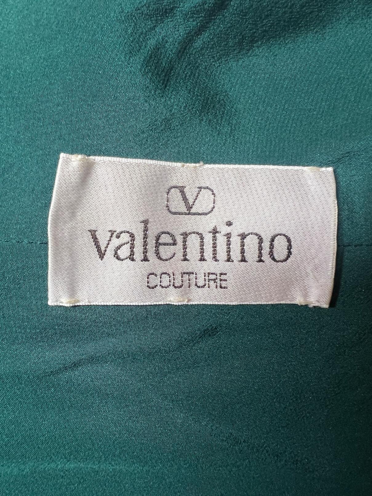 1983 Valentino Haute Couture Robe en velours et laine vert émeraude Pour femmes en vente