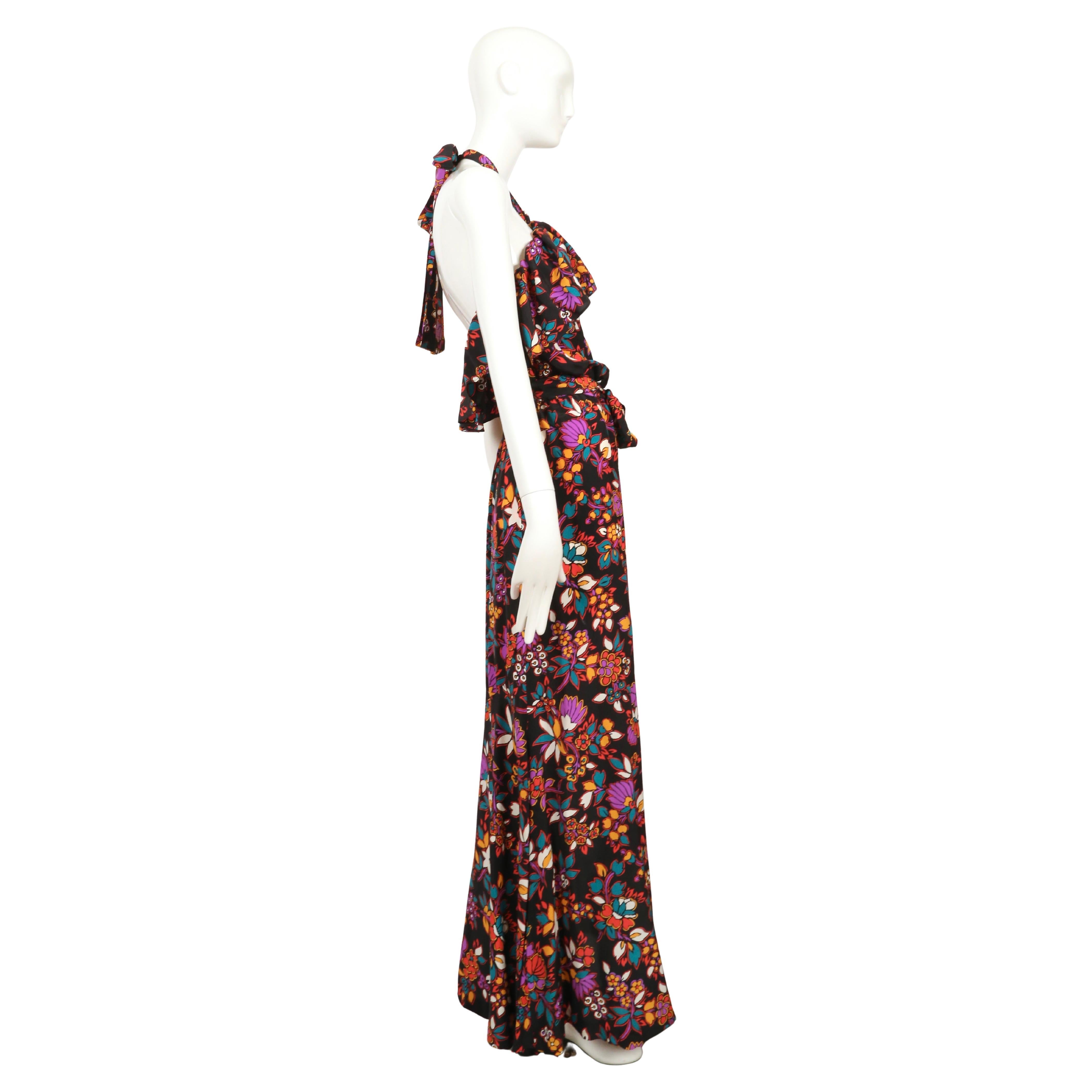 1983 YVES SAINT LAURENT vestido de seda floral negro RUNWAY en Bueno estado para la venta en San Fransisco, CA