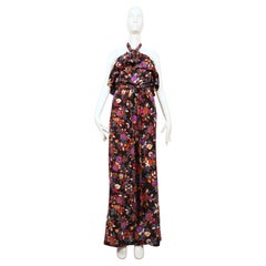 1983 YVES SAINT LAURENT black floral silk RUNWAY dress