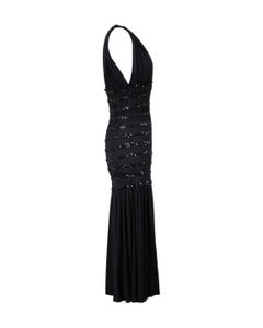 1983 Yves Saint Laurent Rive Gauche Black Jersey Sequin Dress