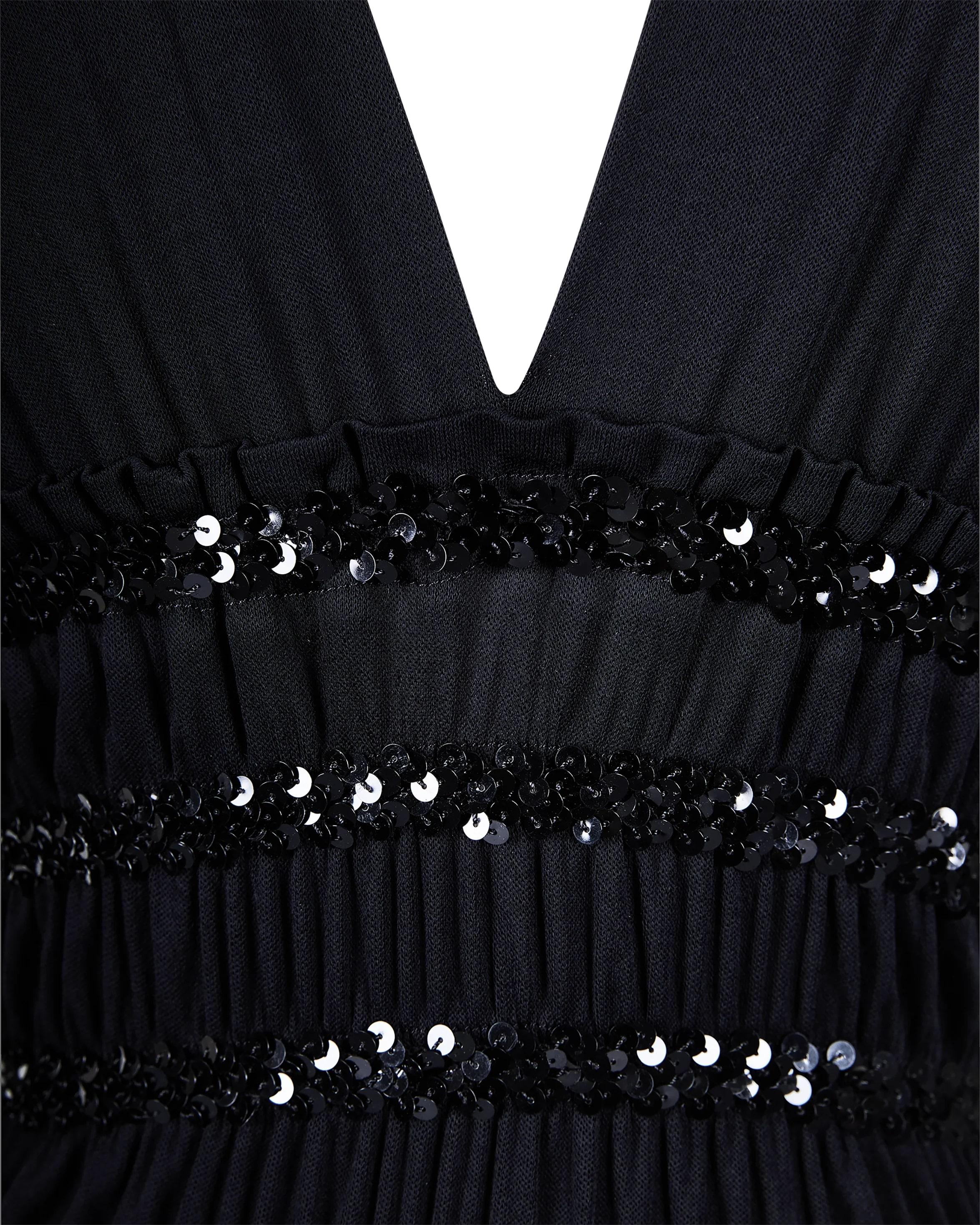 Women's 1983 Yves Saint Laurent Rive Gauche Black Jersey Sequin Dress